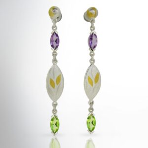 Suffragette earrings purple, white and green as a symbol of their cause