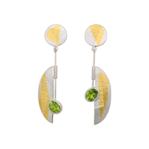 Designer style Peridot earrings with a contemporary edge