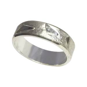 Silver and platinum inlay wedding ring