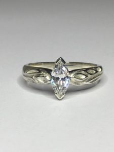 Marquise diamond Leaf Style Engagement ring