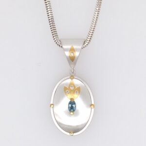 Aquamarine pendant, aquamaringe and dimaond pendant, pure gold and silver pendant, silver and gold pendant, diamonds and silver pendant,