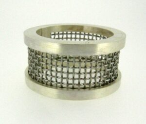 Stainless steel mesh and sterling silver ring.