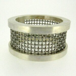 Stainless steel mesh and sterling silver ring.