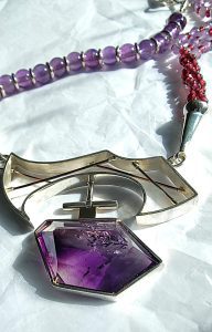 Abstract Amethyst Garnet pendant. Design is what its about. Unique and one-off