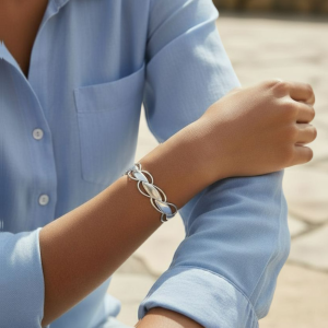 Leaf design Cuff bracelet. Wearable and attractive cuff in sterling silver